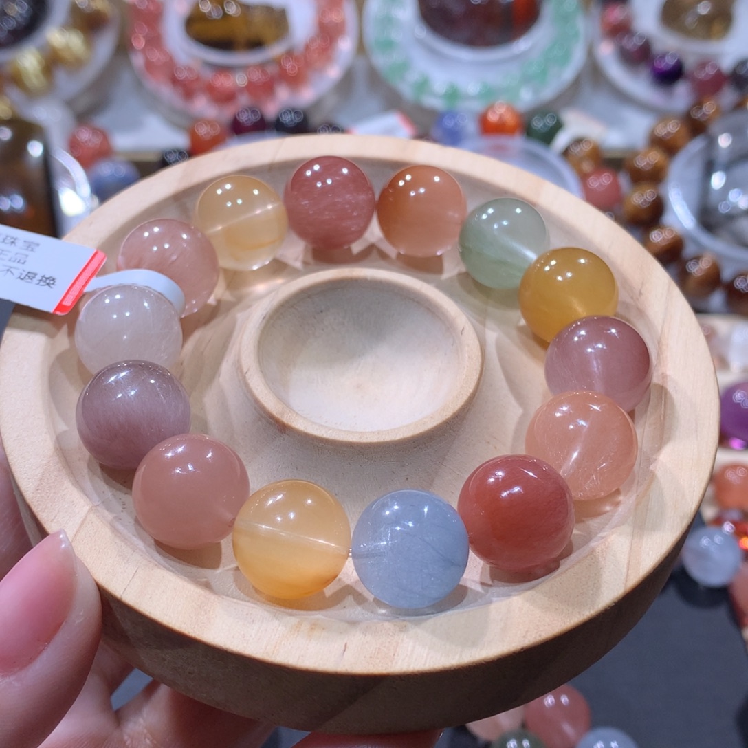 未镶嵌手链水晶彩兔毛14mm