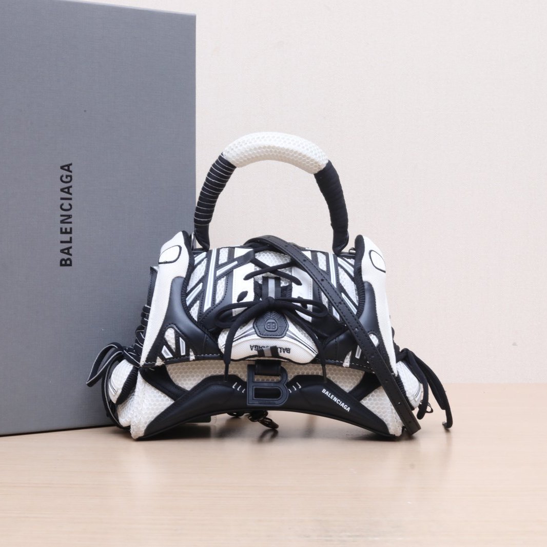 95新 Balenciaga/巴黎世家 xf-100 黑黑 黑白网布 S码 沙漏球鞋包