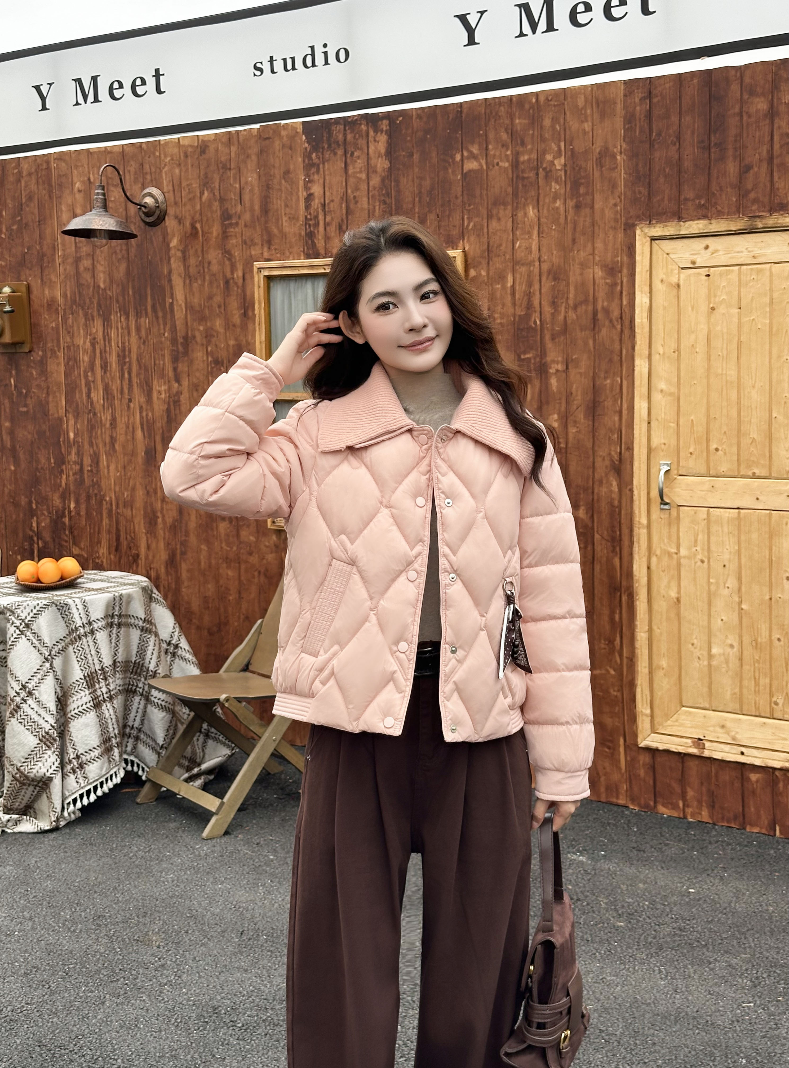 【方华】冬季小个子修身保暖休闲百搭减龄时尚棉外套