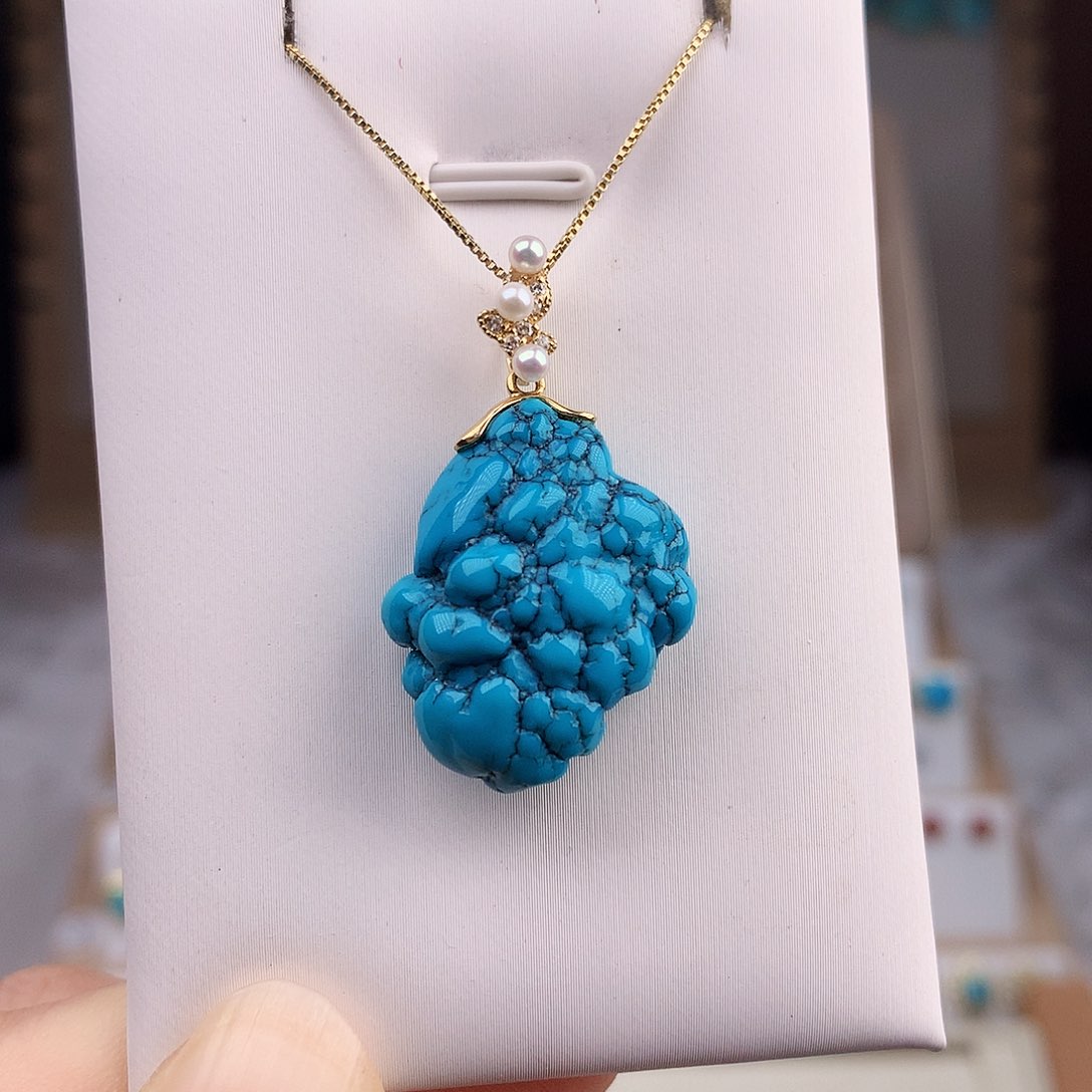 绿松石珠宝奇石18K金镶嵌