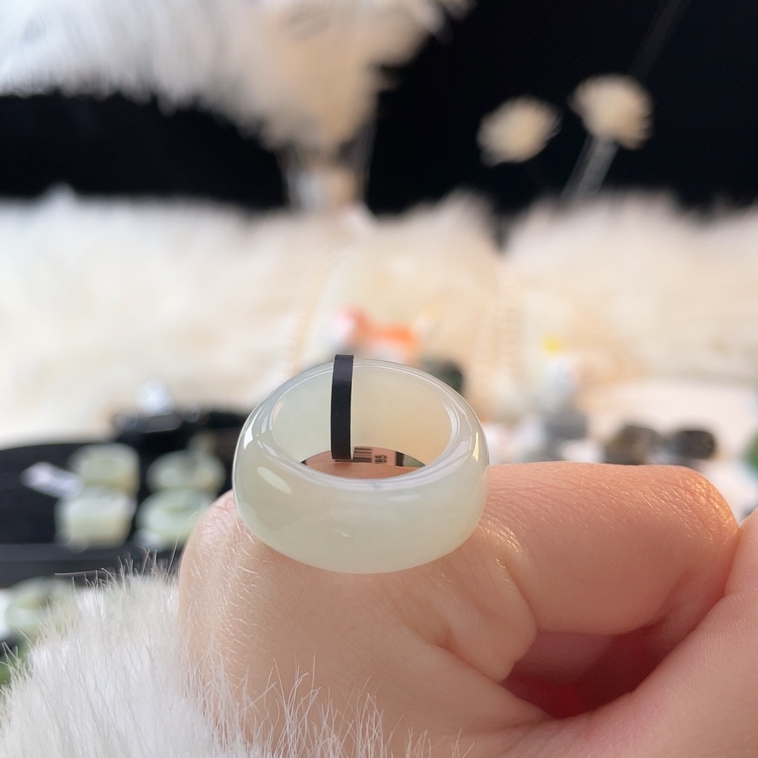 和田玉未镶嵌戒指k114冰晴水饭团16.8mm