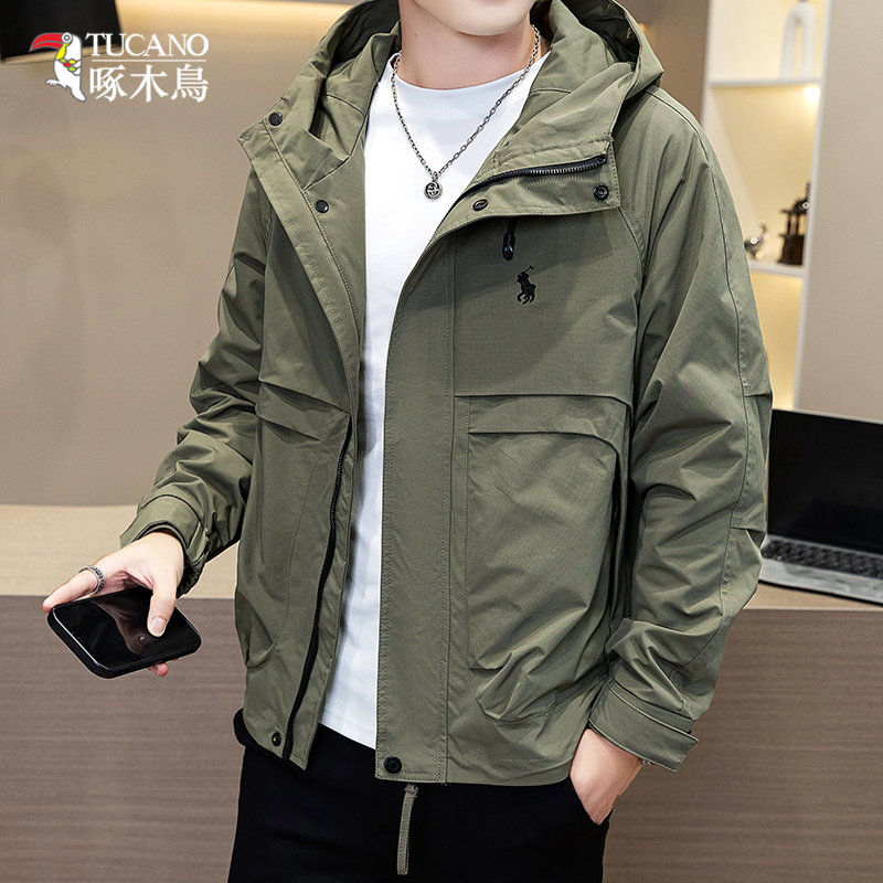 TUCANO/啄木鳥时尚潮流刺绣连帽夹克男士冲锋衣百搭休闲外套2326