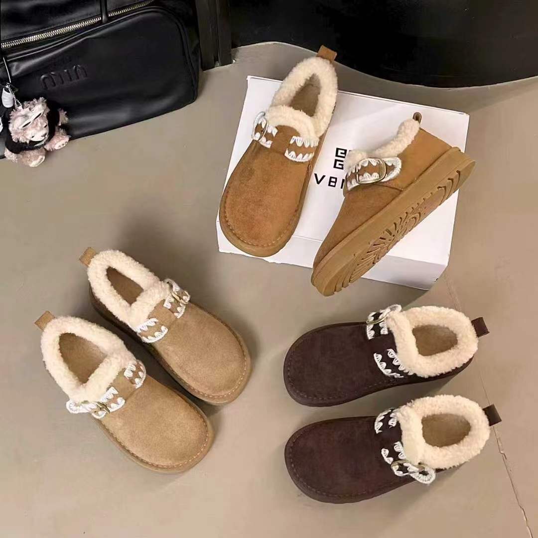 厚底加绒全包粗花编织棉鞋阔腿裤必备鞋鞋子女款爆款2025新款