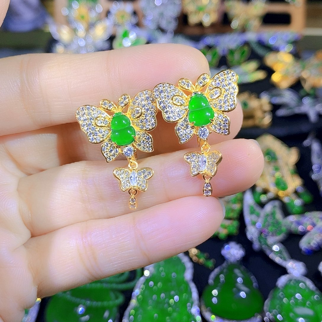 吊坠(不含链)银S925镶嵌翡翠