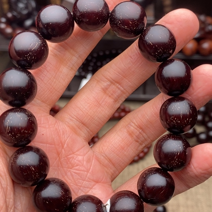 檀香紫檀（小叶紫檀）手串/手链1.5泥料局部满金星