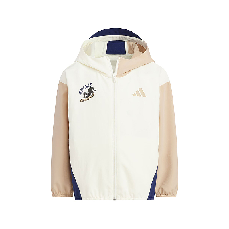 adidas阿迪达斯儿童速干梭织连帽外套25秋卡通印花梭织夹克KC2792