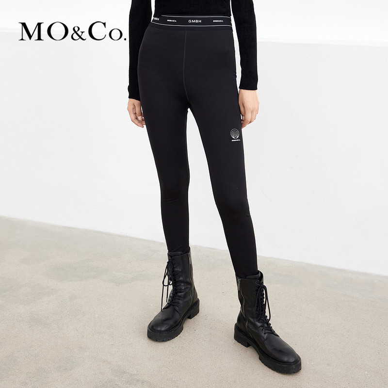 【陈大可专属】MOCO冬橡筋季提花高腰打底裤紧身外穿保暖MBA4PAT009