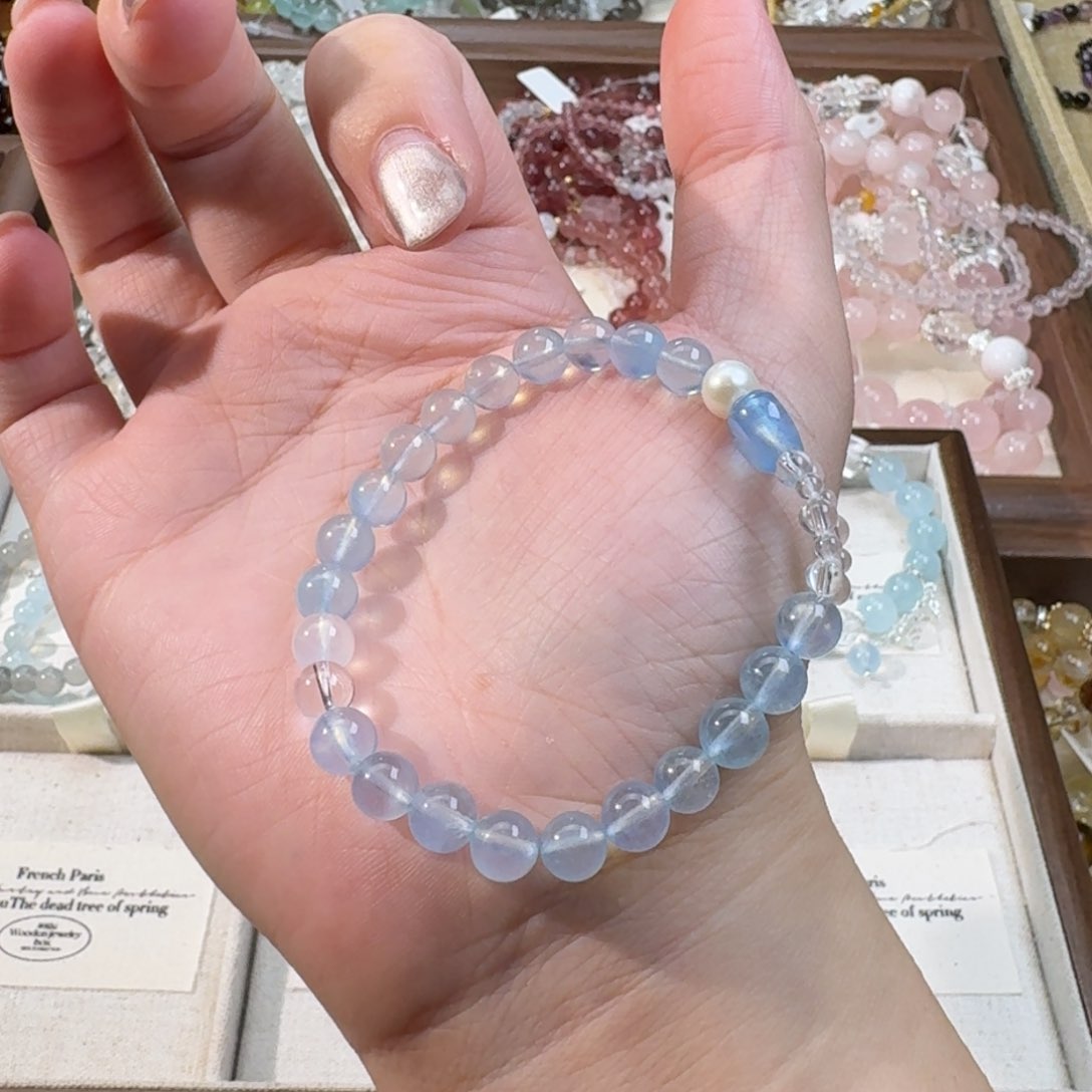 水晶手串未镶嵌海蓝宝