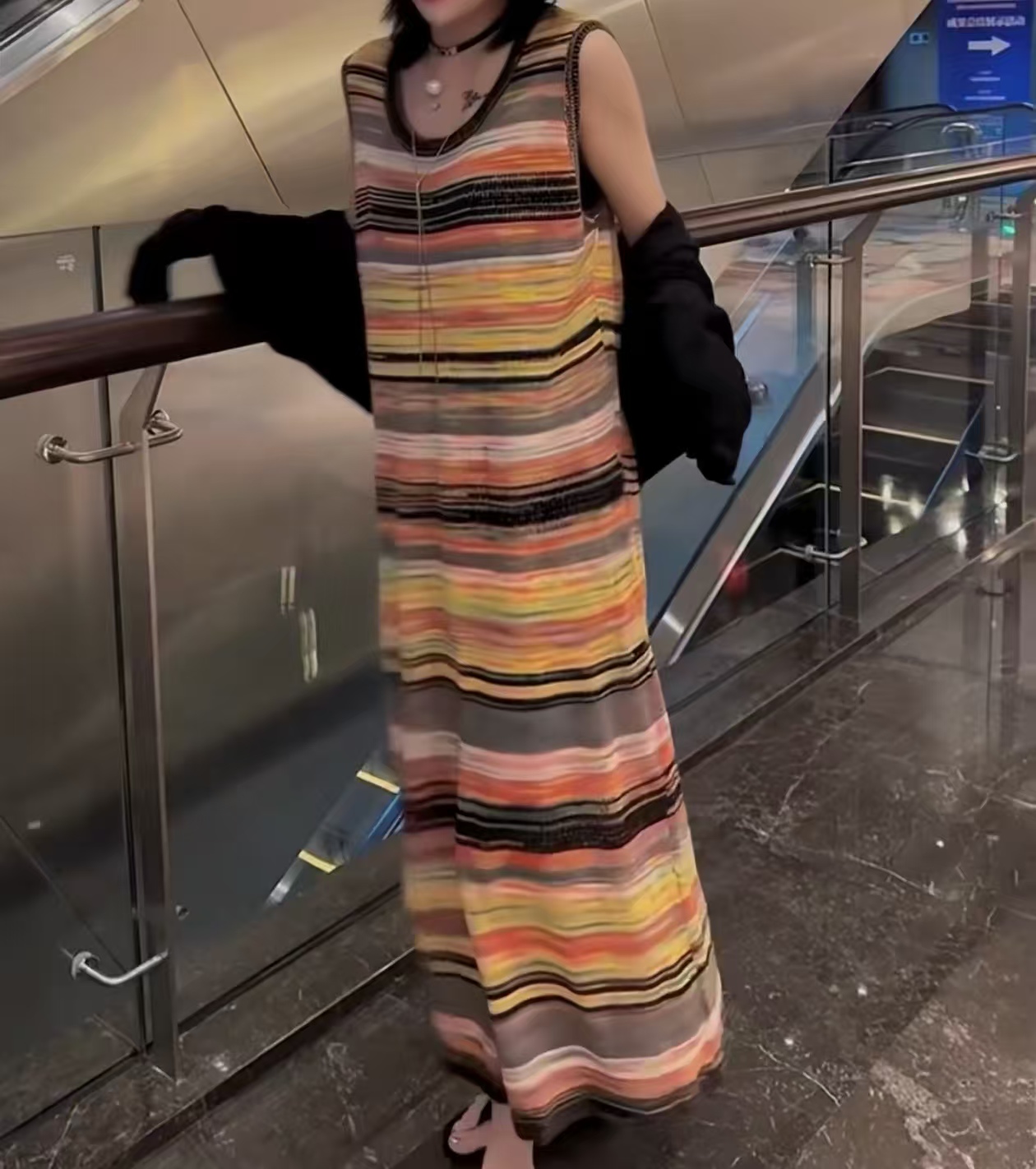 ☆N4002 无袖条纹连衣裙女 慵懒高级感 春秋叠穿随性又时髦！