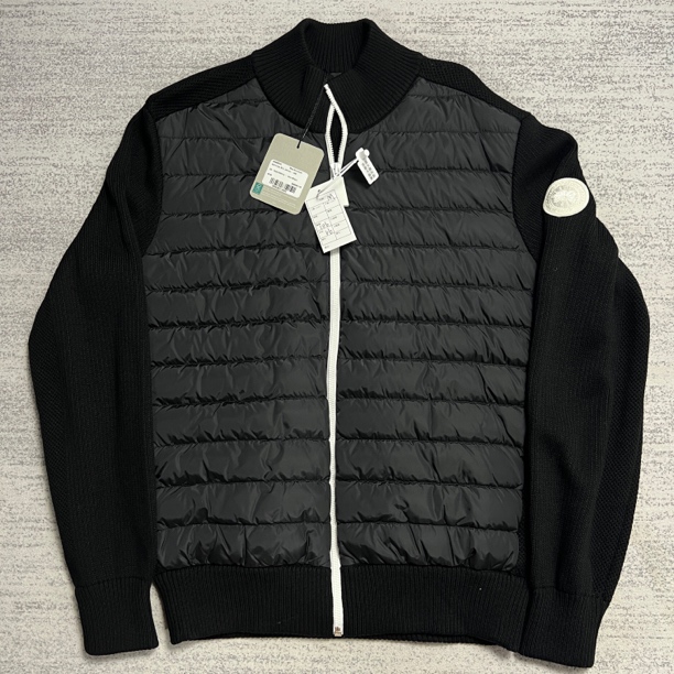 未使用 CANADA GOOSE 加拿大鹅 黑色白标羽绒拼接羊毛立领外套 M