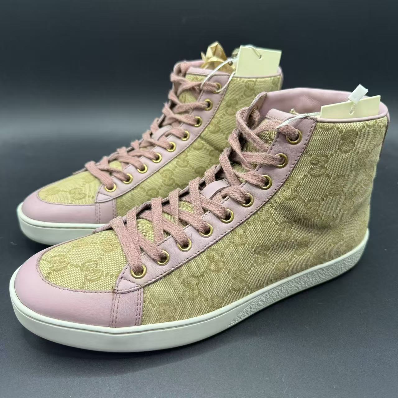 95新 GUCCI/古驰 【聚星好物】男士百搭粉色老花满印39欧码 ca578t