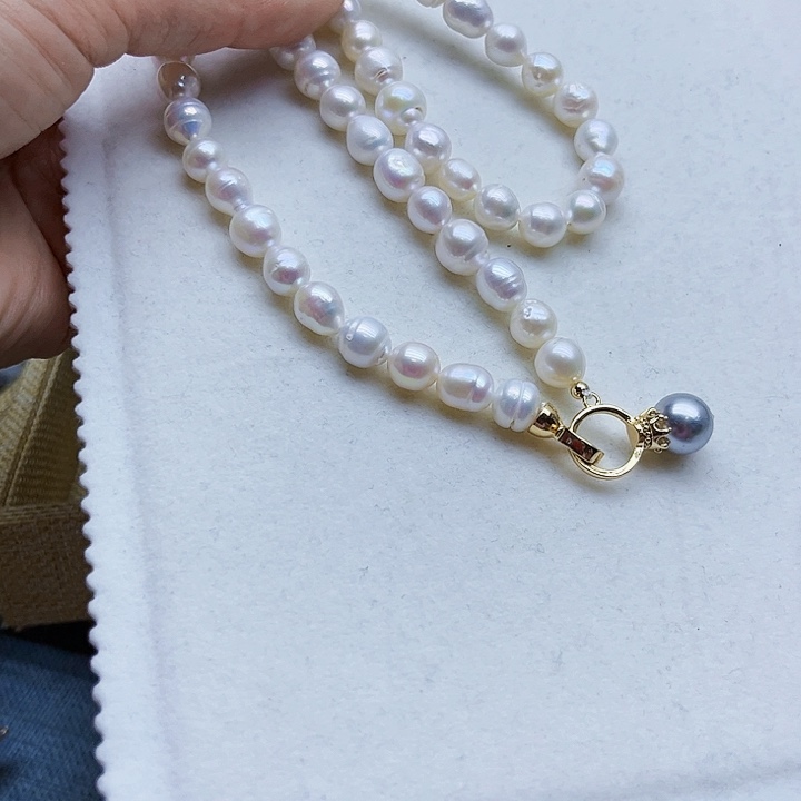 淡水珍珠胸饰银S925镶嵌