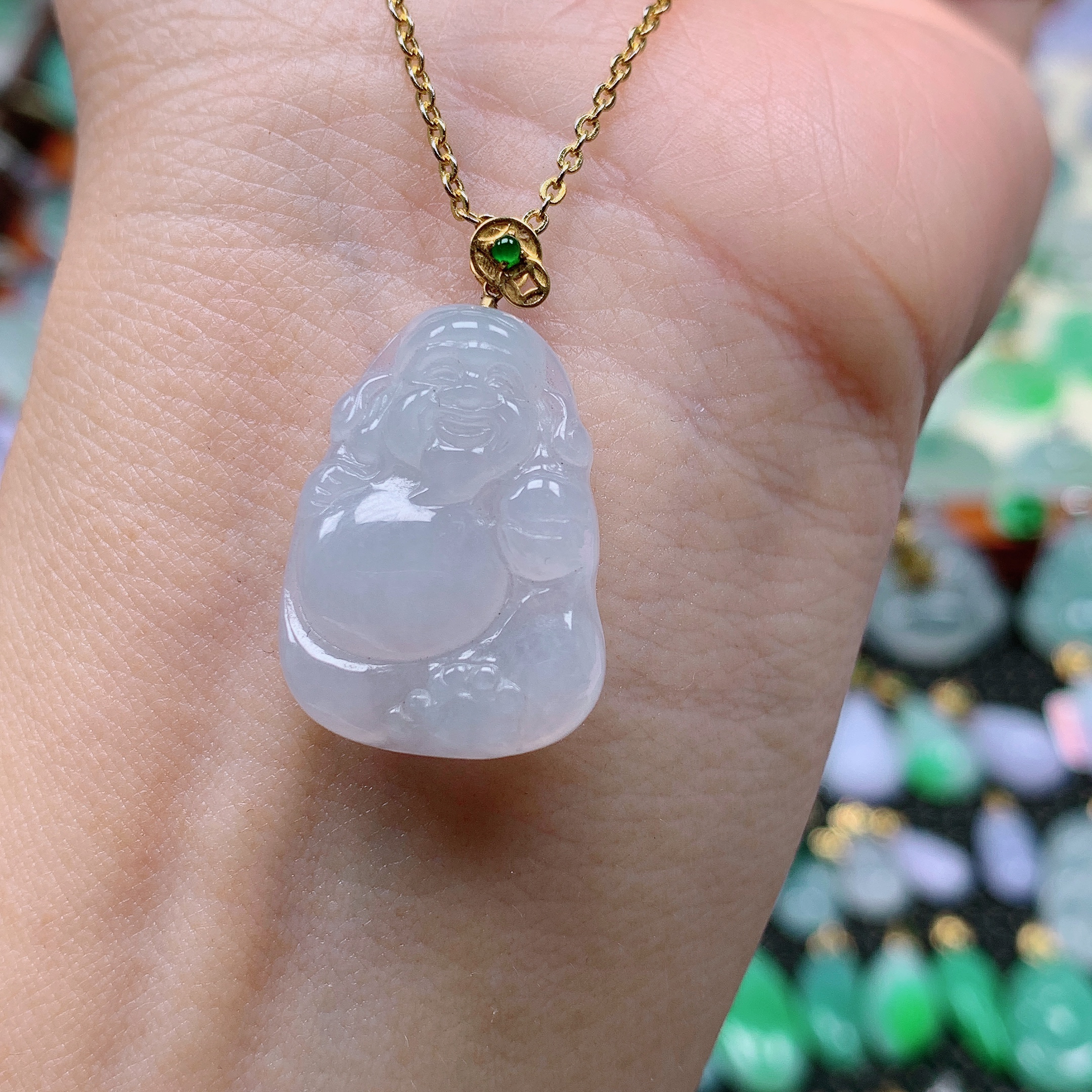 缅甸天然A货翡翠，冰润财神吊坠，编号148/1128尺23.3-17-4.8