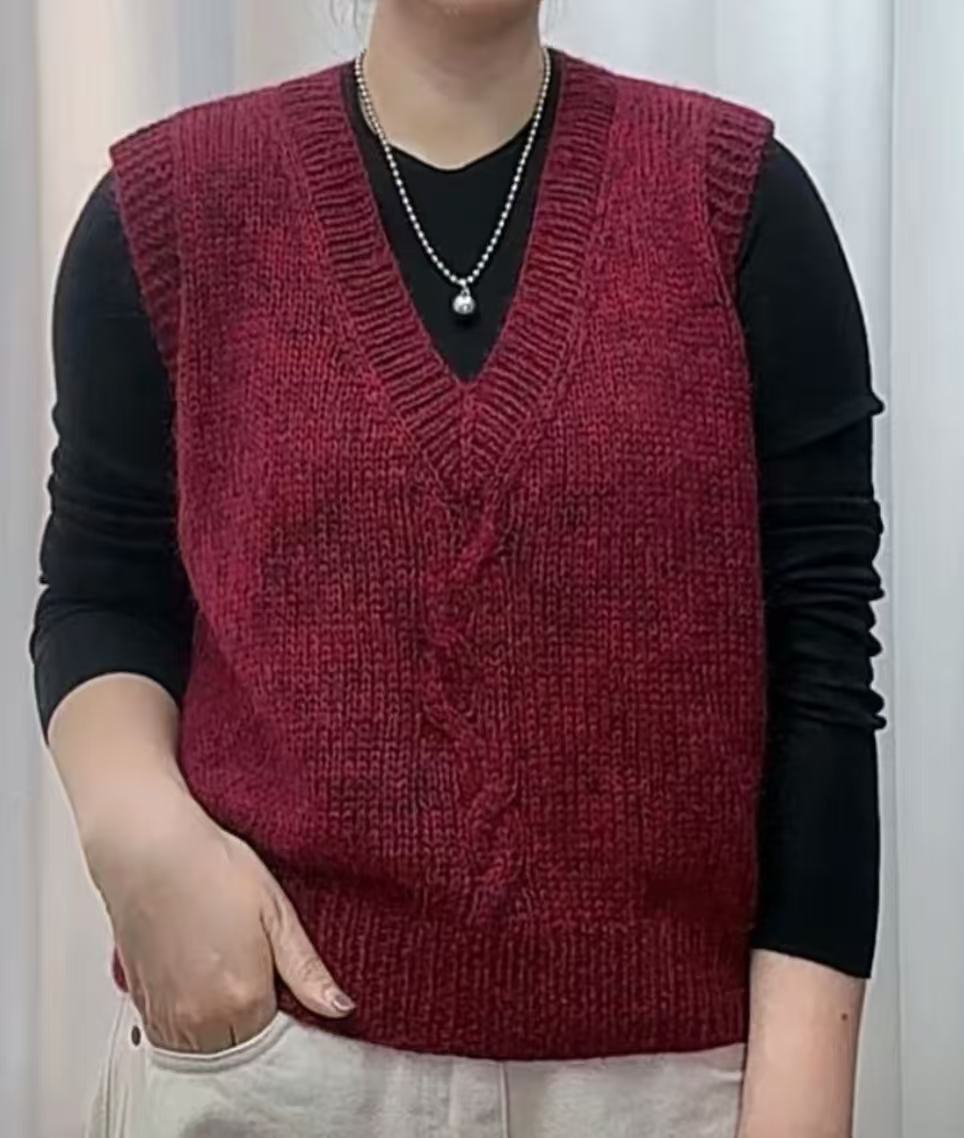 V领麻花马甲羊驼绒手工编织毛线粗棒针保暖亲肤柔软手编毛线