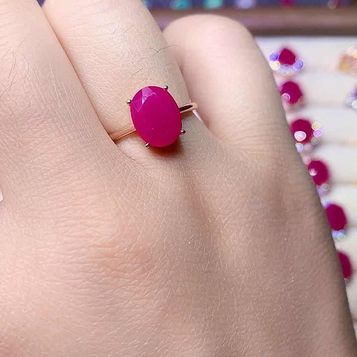 红宝石戒指银S925镶嵌