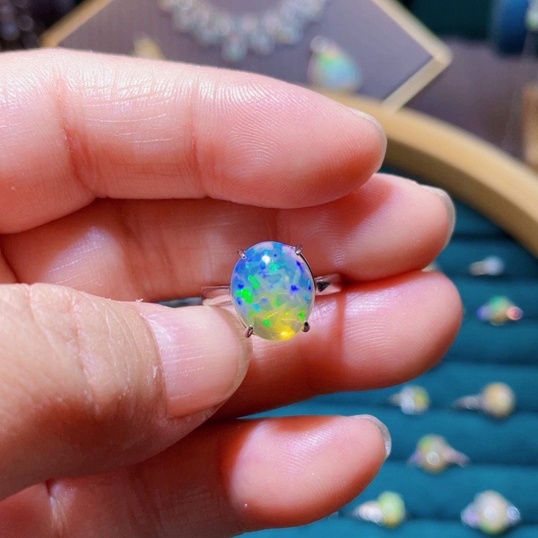 欧泊戒指〉银S925镶嵌我***不