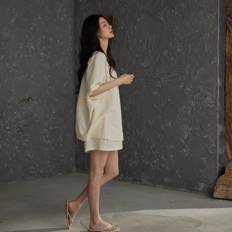 睡衣女夏季带胸垫短袖薄款云朵棉宽松大码家居服高颜值套装