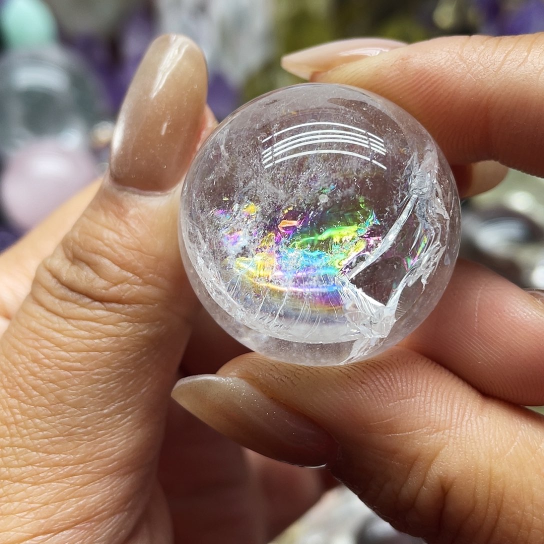 珠宝半成品水晶未镶嵌33爆彩白水晶3.2公分