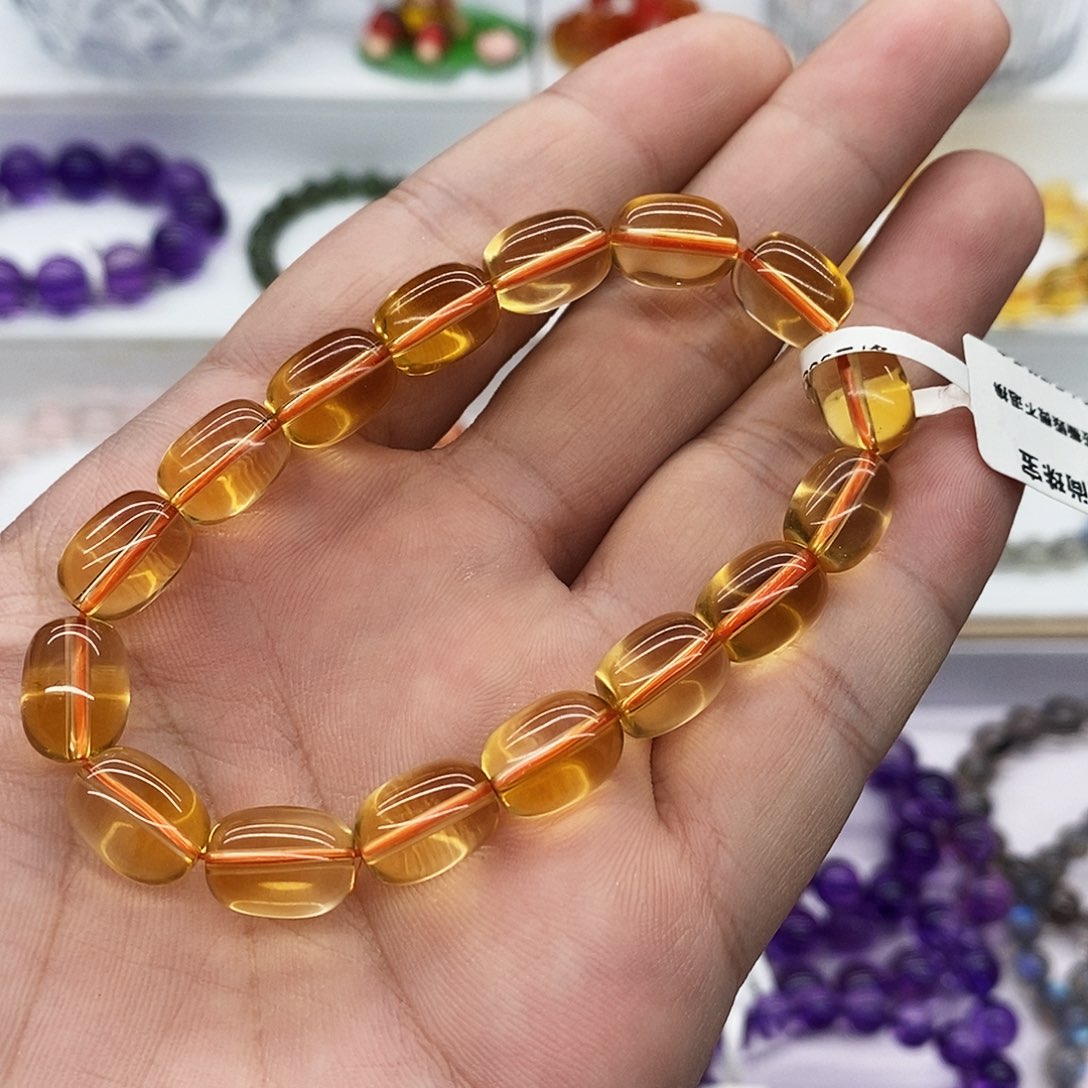 水晶手串未镶嵌暴力黄8.7