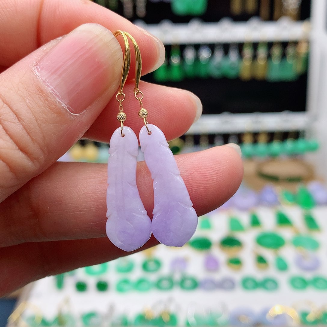 翡翠耳饰18K金镶嵌的