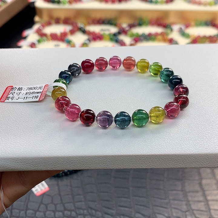 碧玺手链未镶嵌老矿色标手串8mm