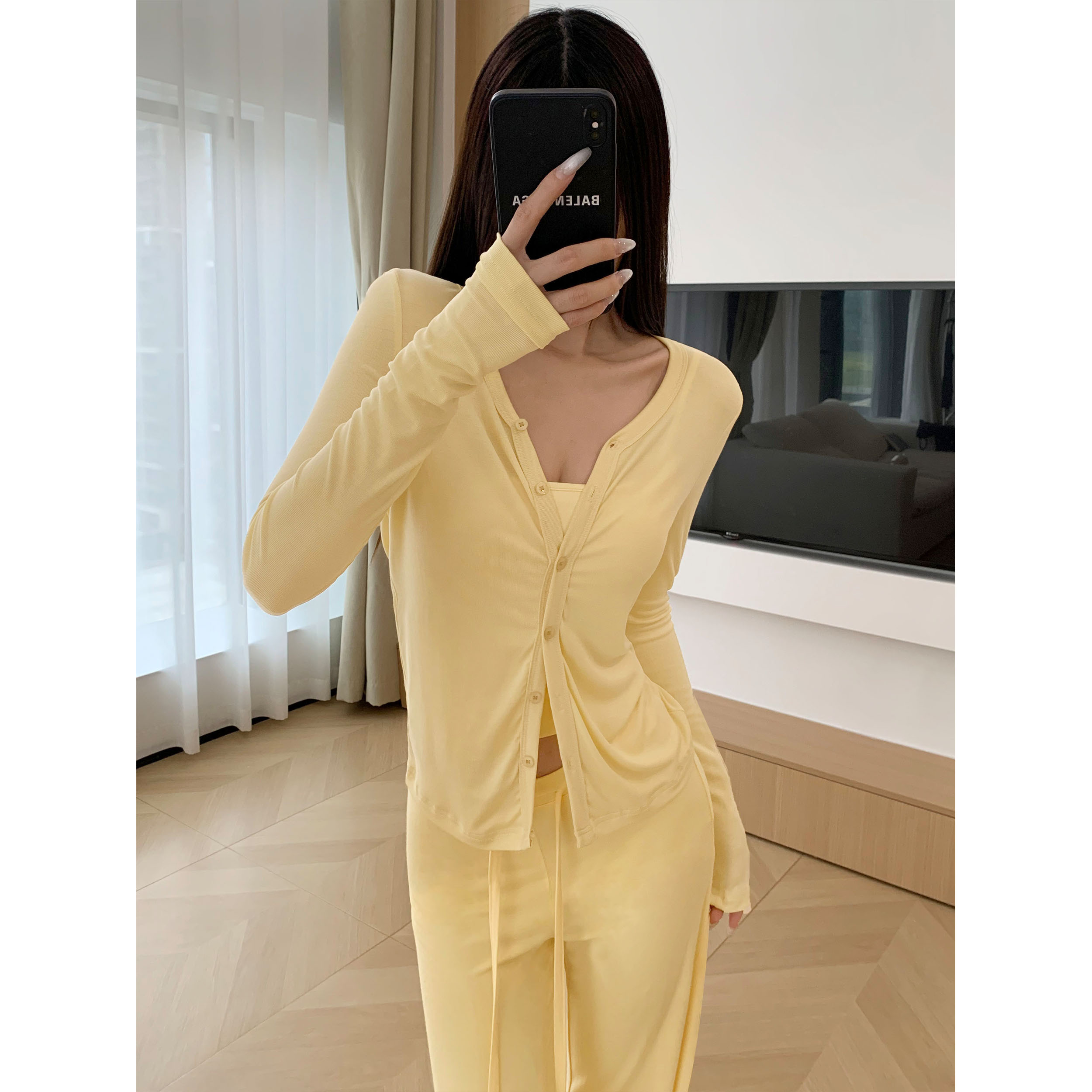 张紫一高个子刚需松弛感舒适柔软长袖T恤