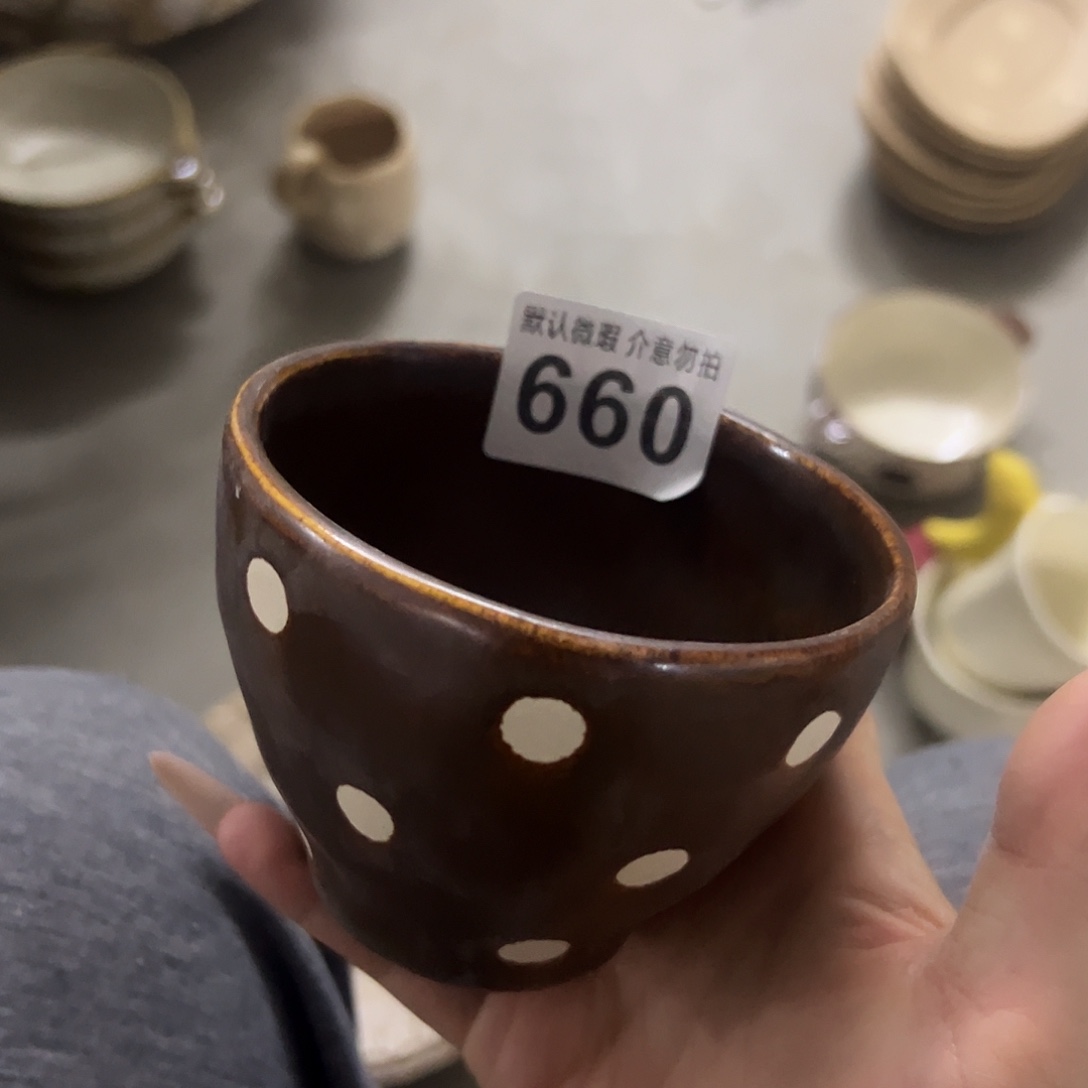 搪瓷微瑕棕点碗一个660