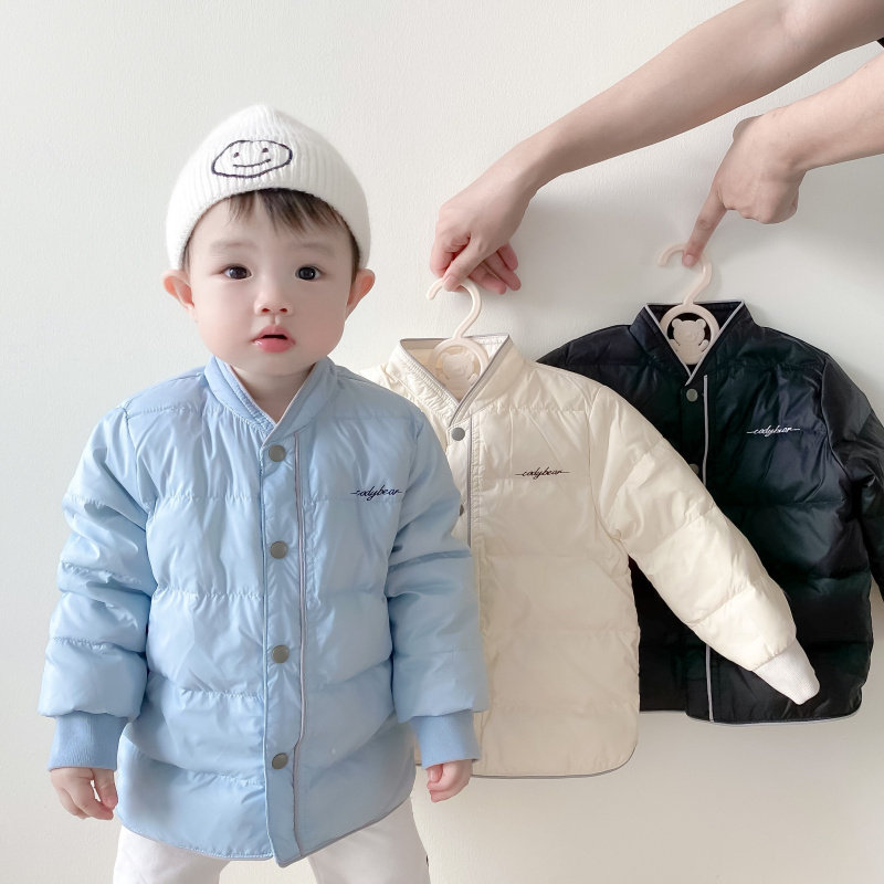男宝宝冬季羽绒服中小童轻薄羽绒内胆儿童冬天黑色外套保暖外出