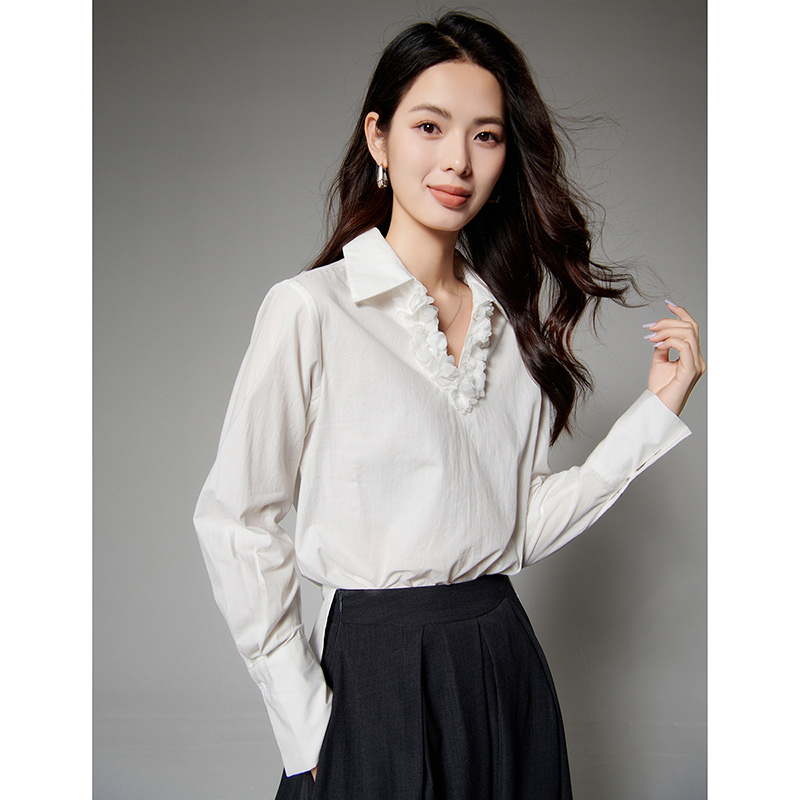 【专享】2025V领衬衫花边领轻熟衬衫女25062422