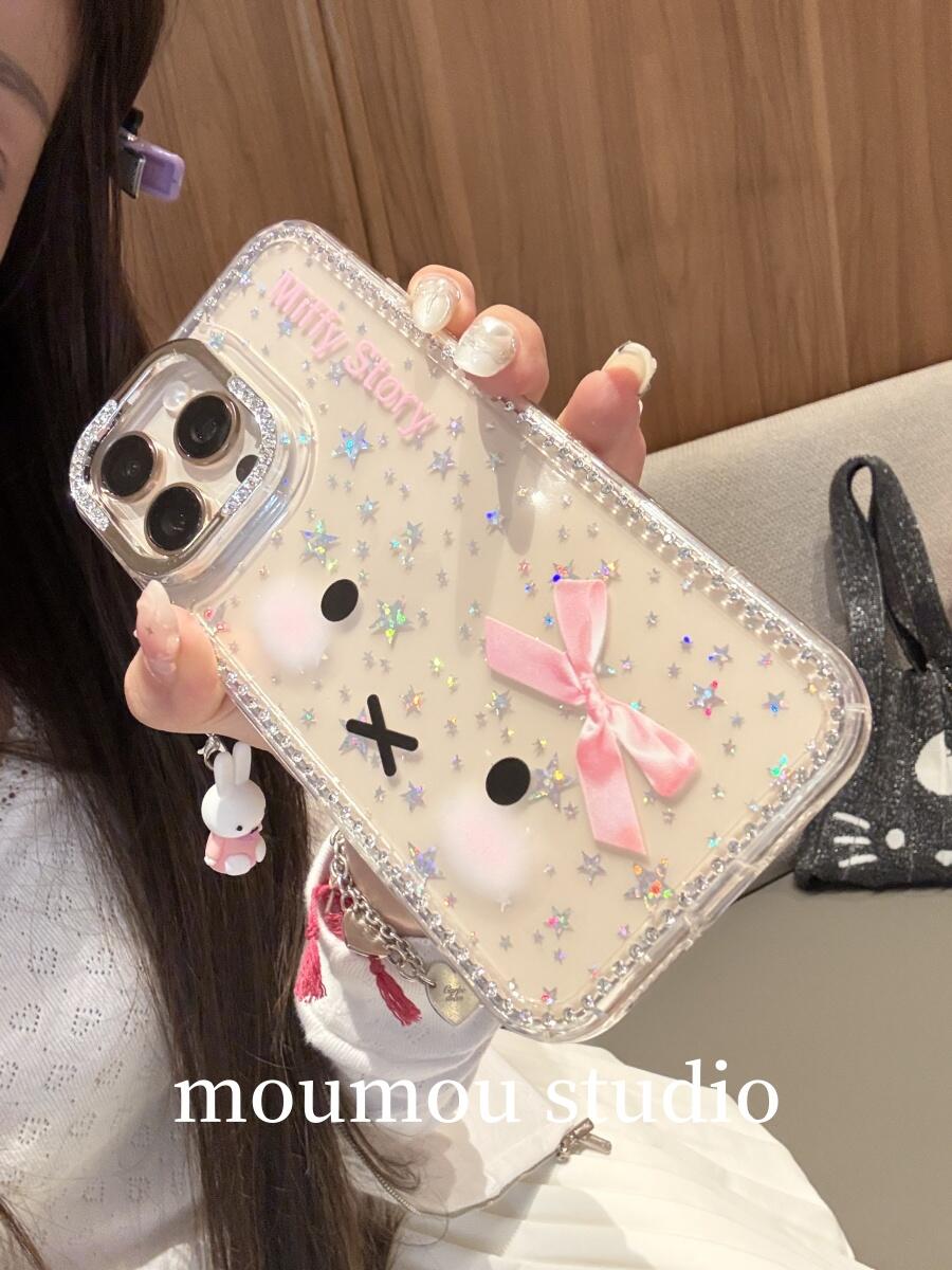 闪钻框星星蝴蝶结兔子适用于iPhone16Promax手机壳苹果15可爱1413