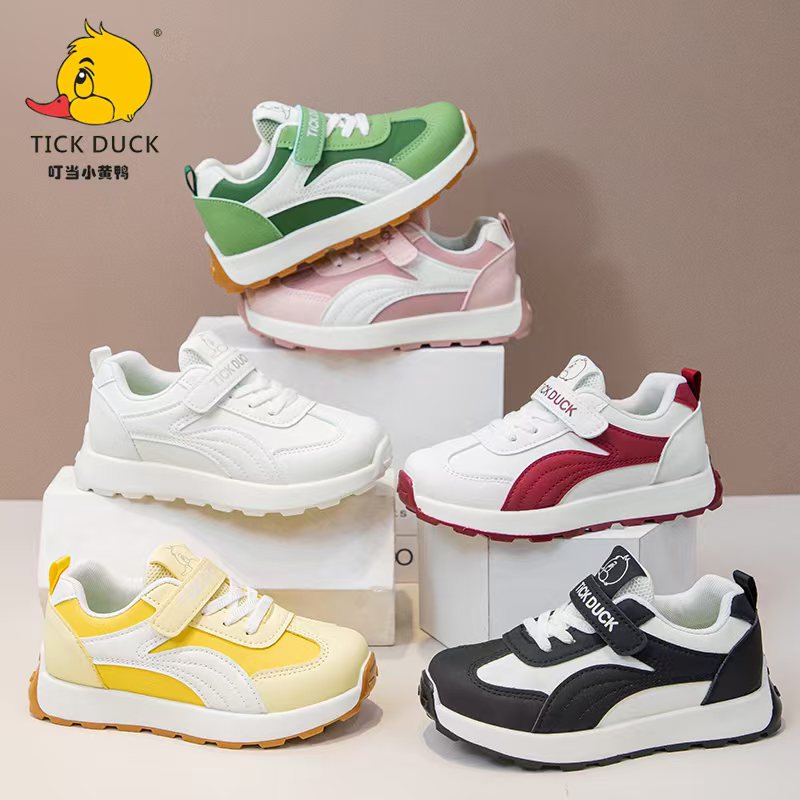 2025春季中大童软底运动鞋皮面校园开学季小白鞋
