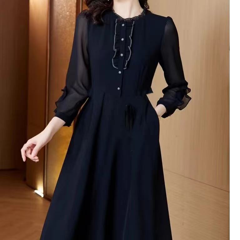 【Y3388】秋装新款连衣裙修身减龄长袖裙子