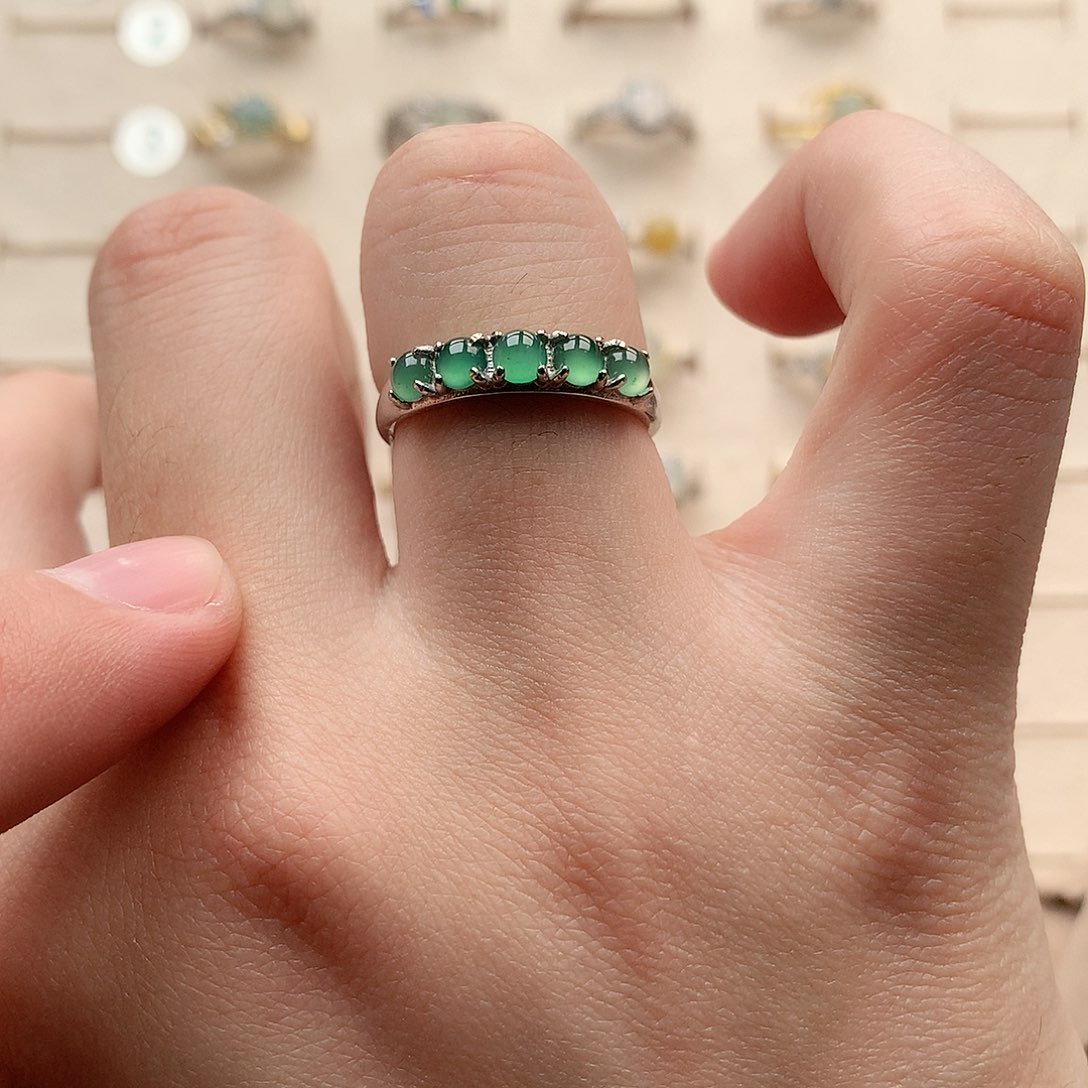 翡翠戒指银S925镶嵌0111