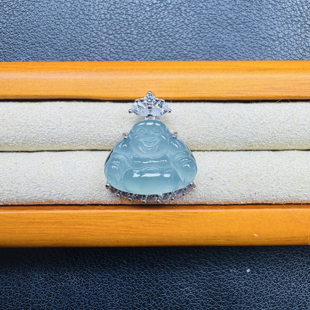 天然翡翠A货 冰蓝小佛公吊坠挂件（多样性发其一 含绳）