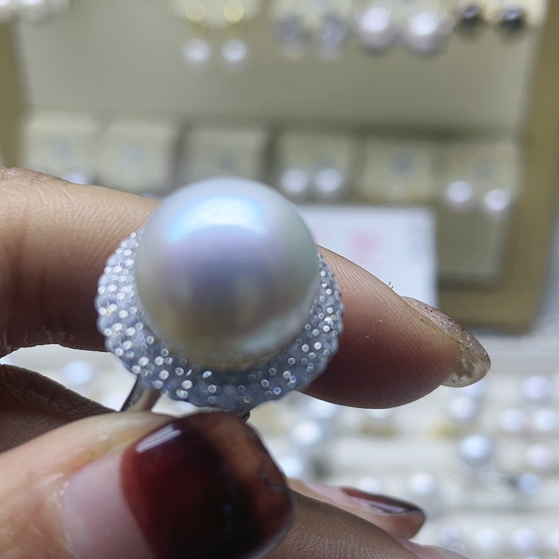 淡水珍珠戒指银S925镶嵌