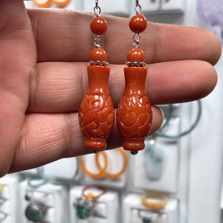 【闪购商品】翡翠耳饰银S925镶嵌优化耳饰