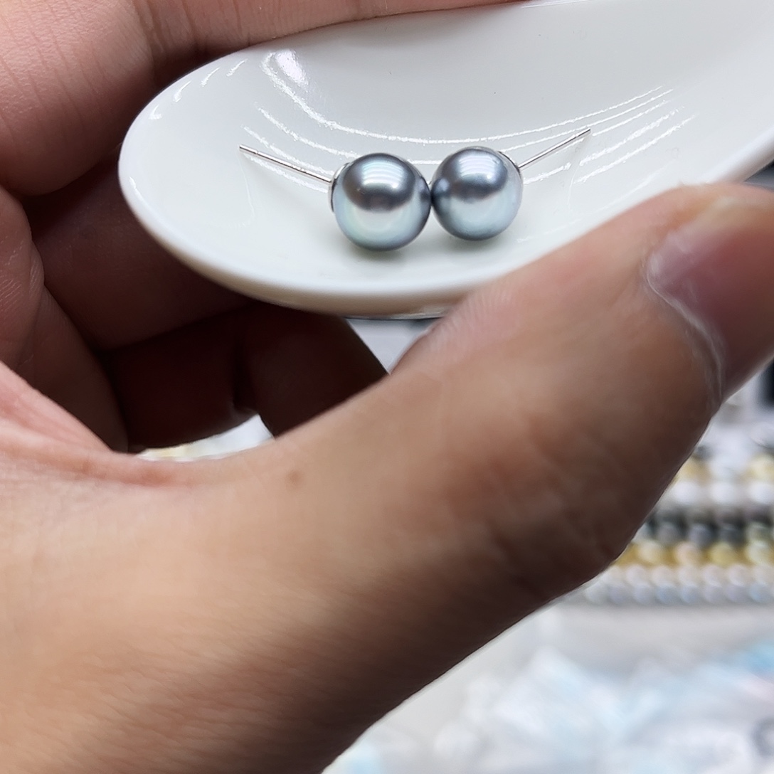 银S925镶嵌海水珍珠耳饰