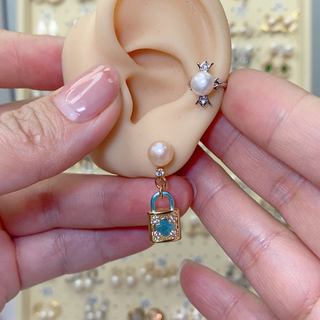 淡水珍珠耳饰银S925镶嵌