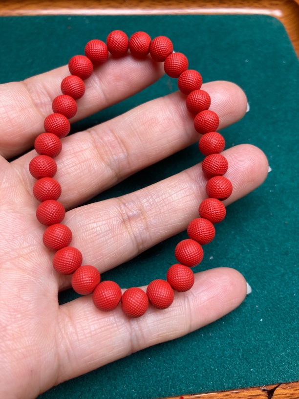 含辰砂工艺品【保真朱砂】红砂磨砂纹吉祥如意轻奢风手串