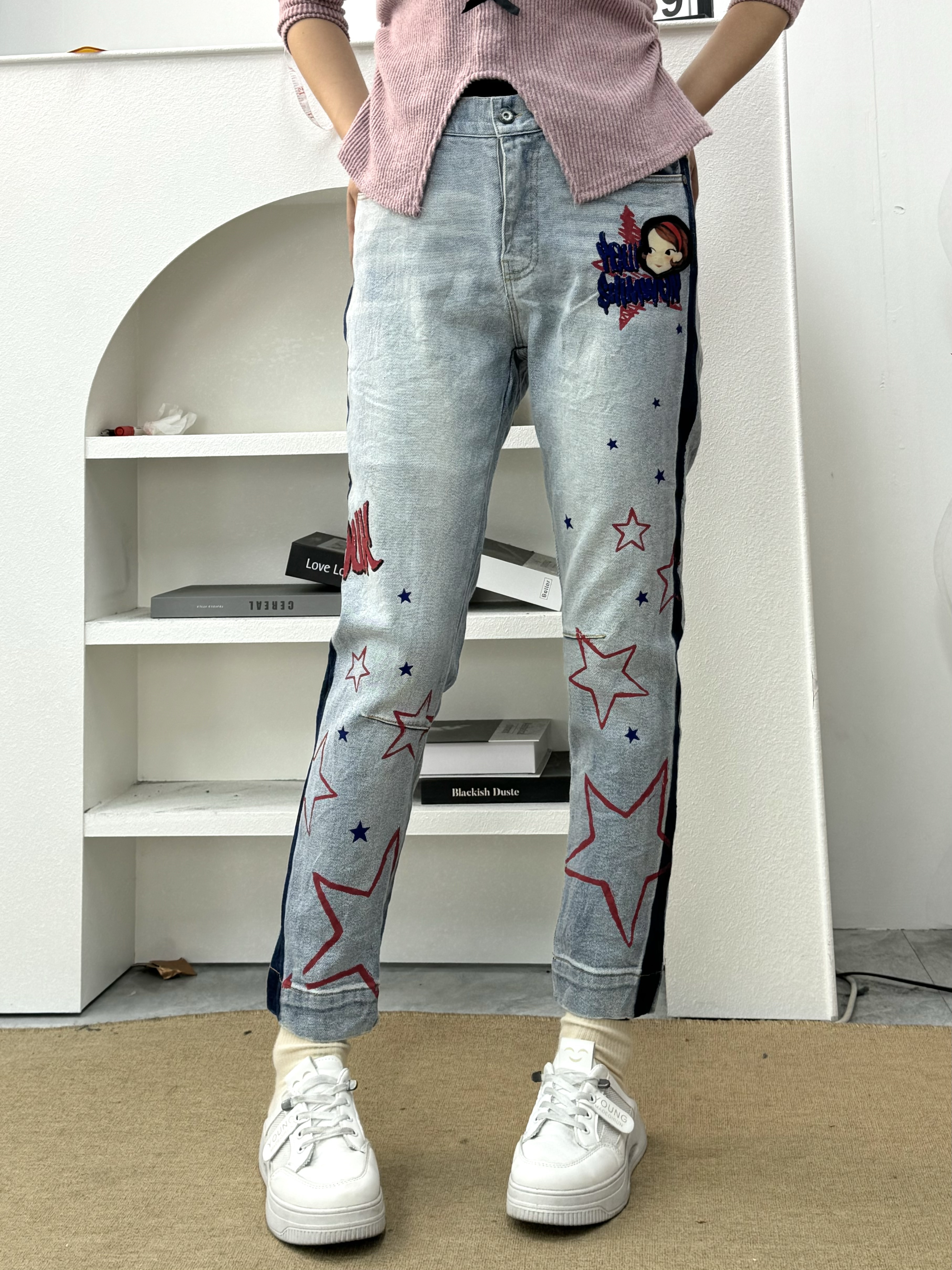 花色直筒裤 图片部分展示 随机发款 已开扣眼 到手褶皱需自己烫