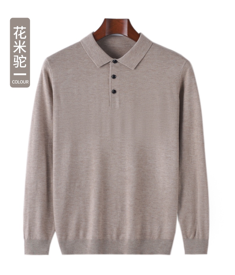 翻领polo针织保暖厚款常规款套头衫薄款上衣商务
