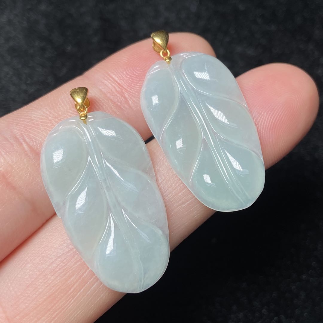 【星浩好物】18k金镶嵌翡翠吊坠13-QT19H127【多样性发一件】15*26