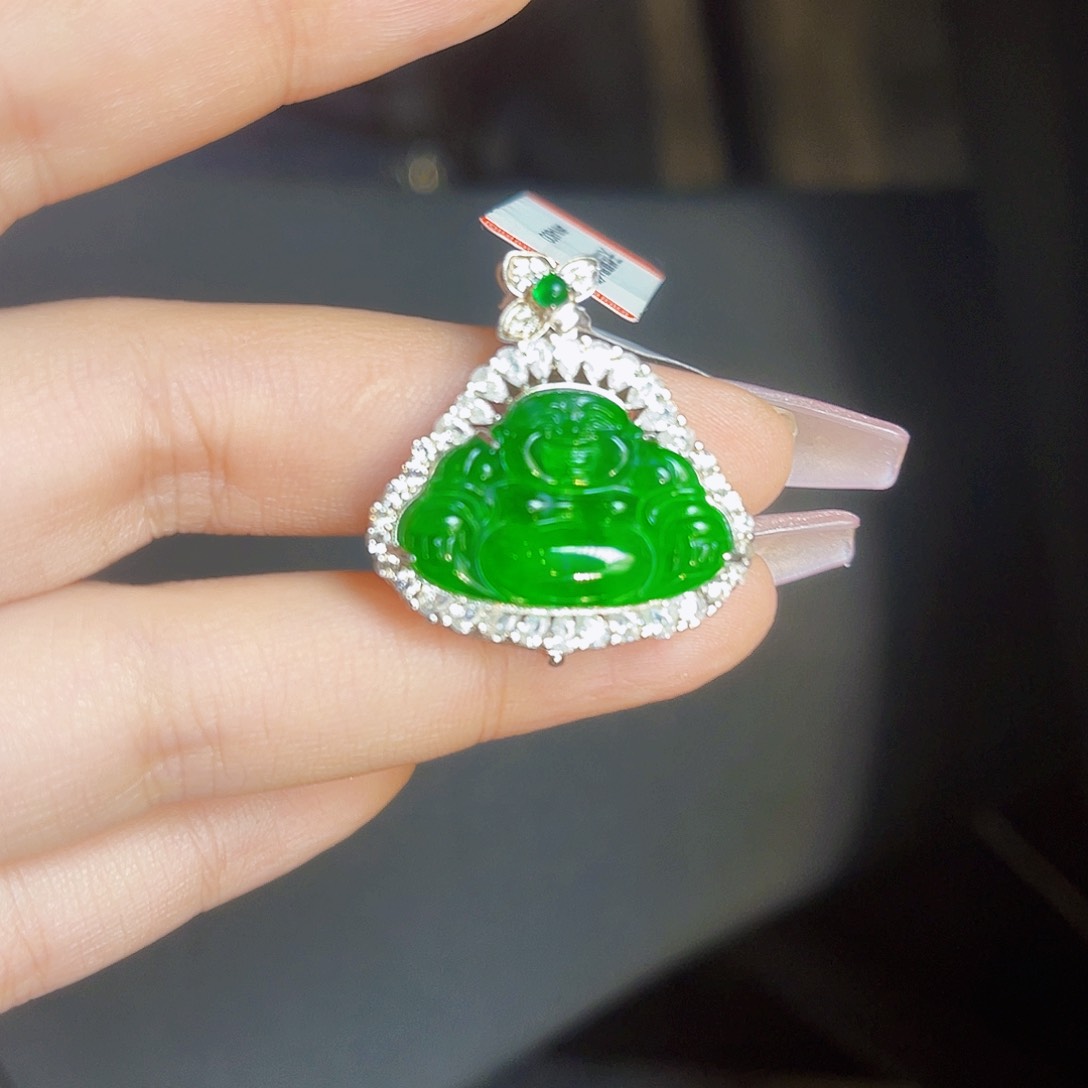 翡翠颈饰银S925镶嵌佛公