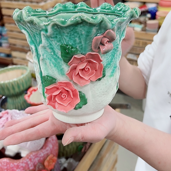 有孔，凑单福利满10元发货陶瓷多肉花盆！