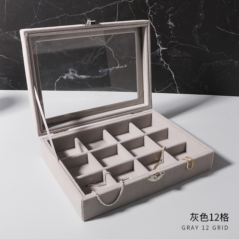 G美甲饰品绒布收纳盒 亚克力华子大别野  饰品分类收纳