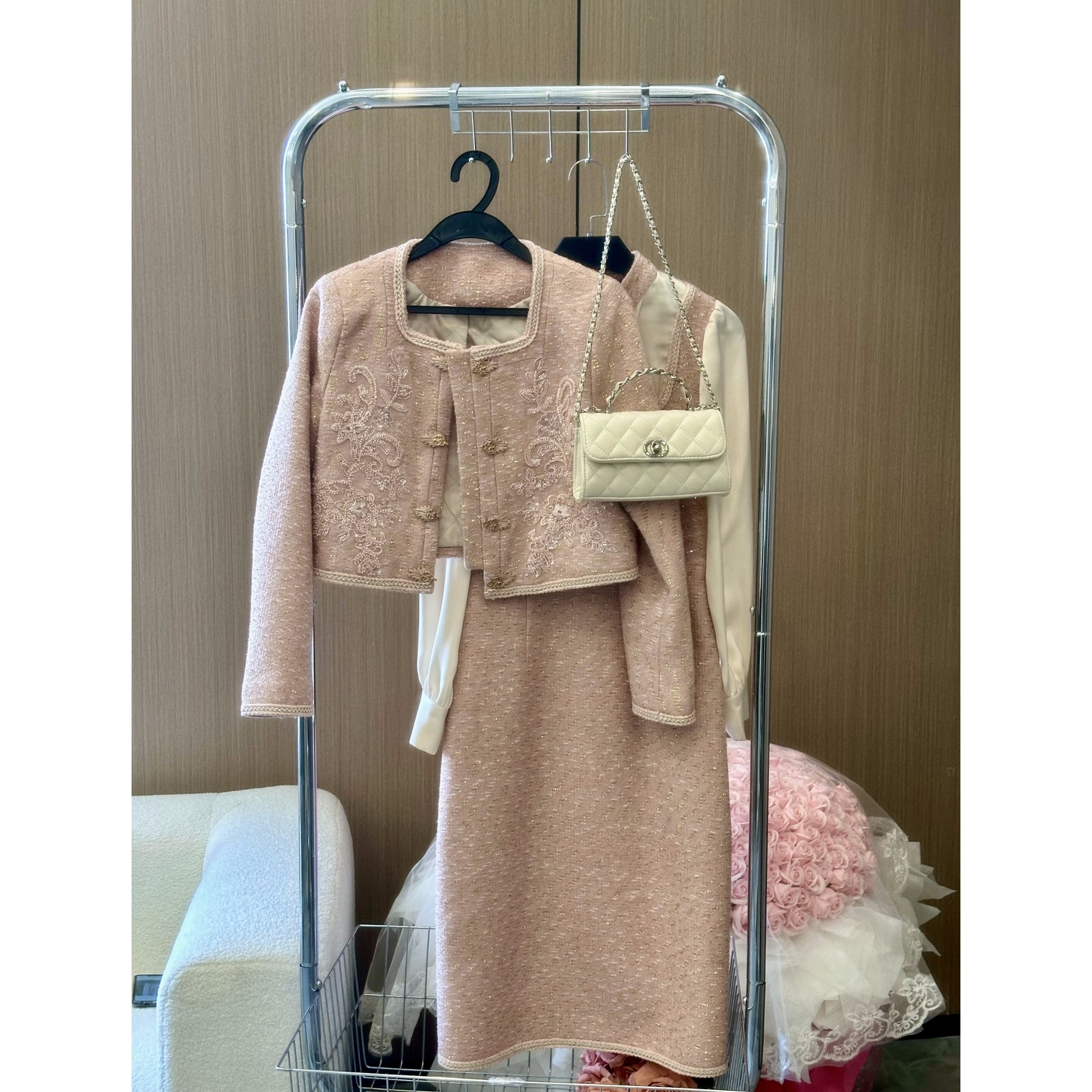 冰冰● JJD3TZ369C时尚新中式外套+假两件连衣裙女莫奈花园风