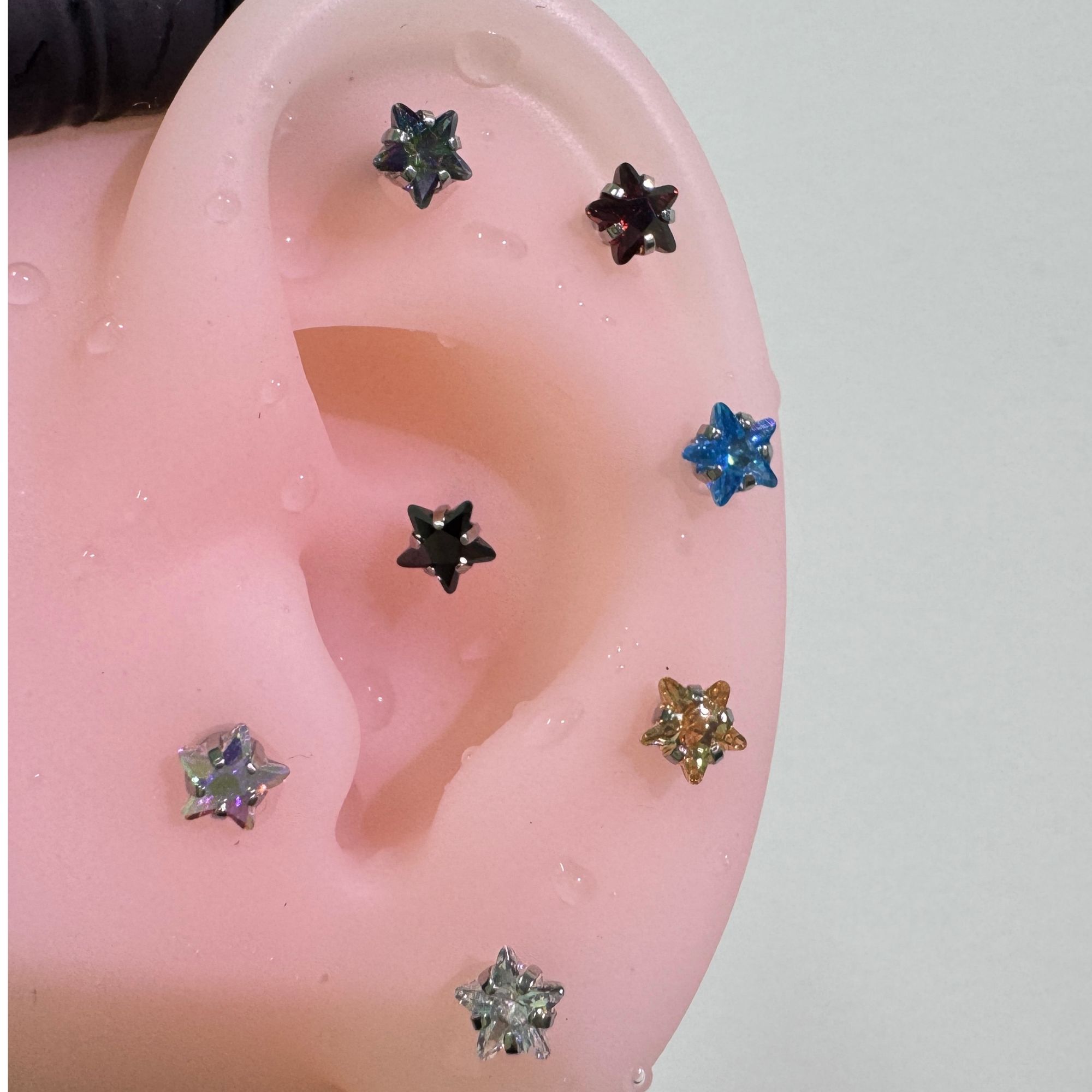 合金耳饰 F136钛合金耳骨钉flat基础款小星星彩色糖果内螺旋耳钉