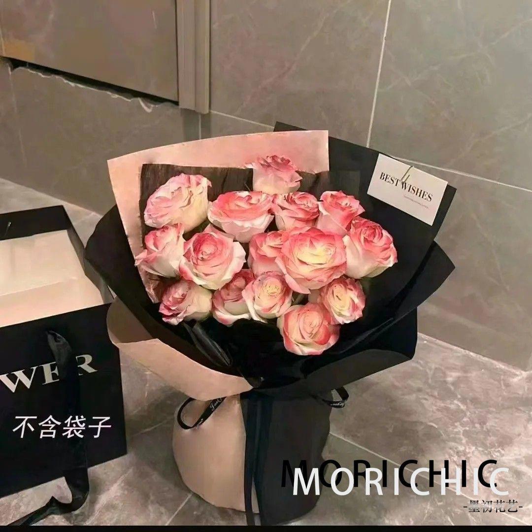 「颜可」生日鲜花约会花束生日礼物11朵凡尔赛复古红玫瑰花束礼物花店送花上门送朋友闺蜜女友