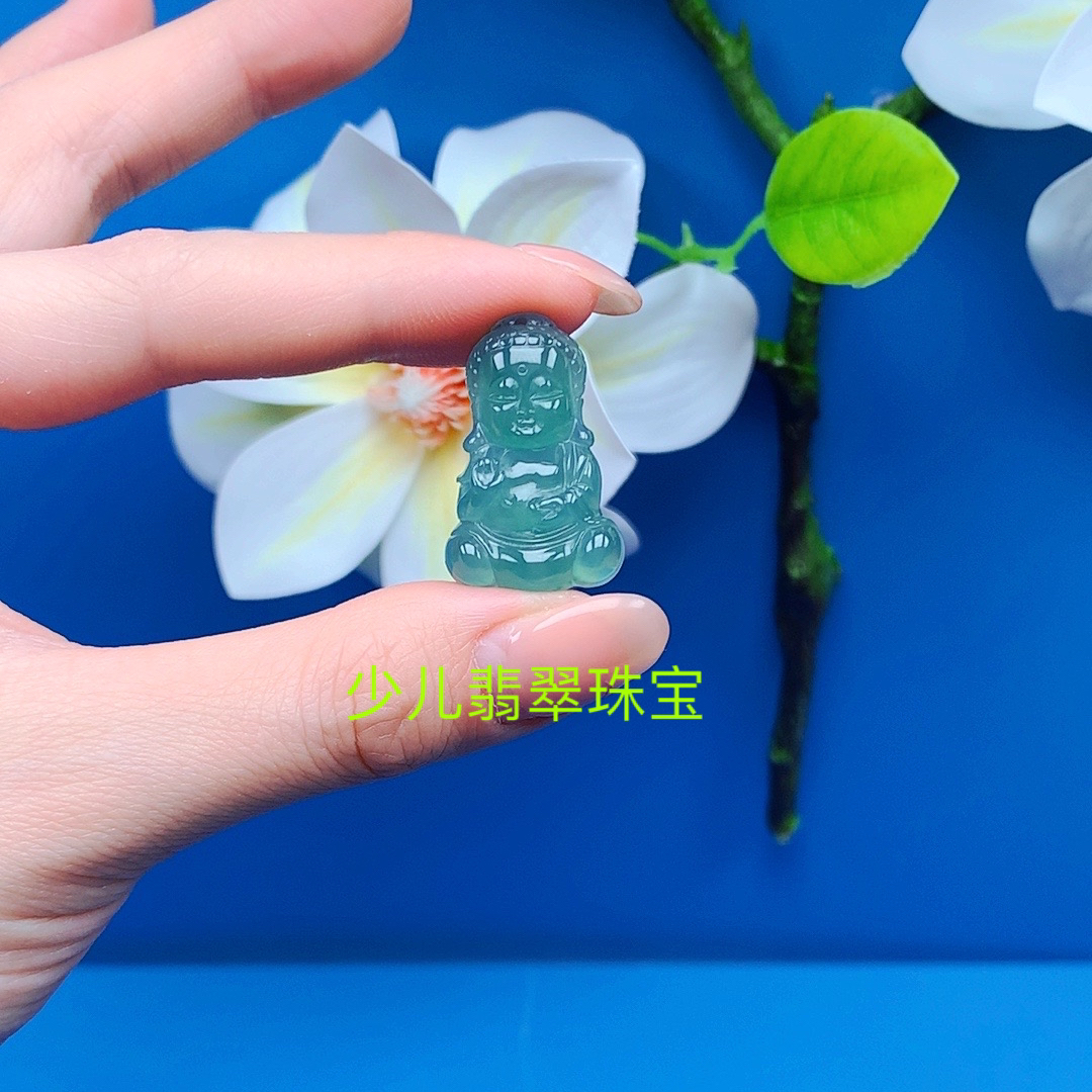 天然A货正品高品质冰种宝宝佛儿童小玉佛翡翠吊坠玉佩保平安送礼