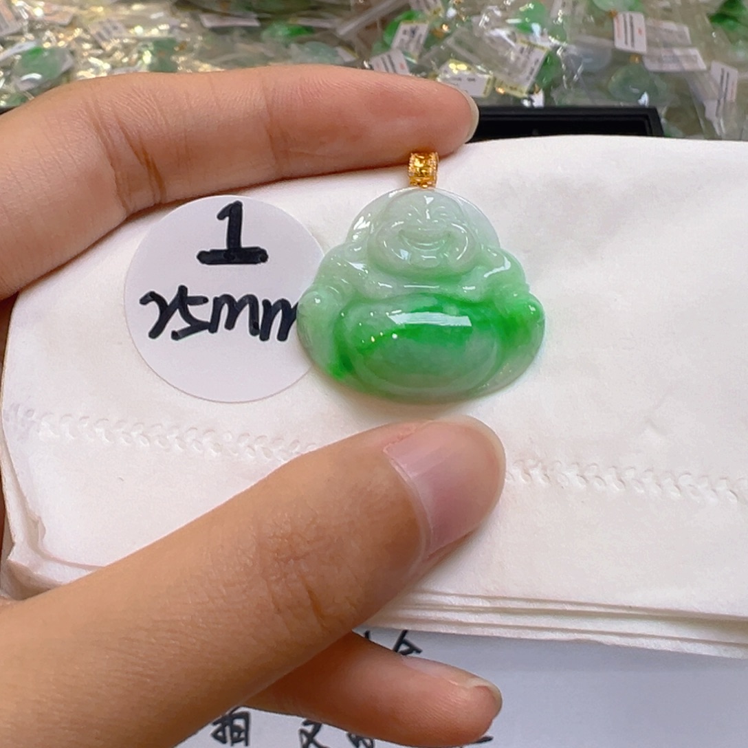 吊坠(不含链)18K金镶嵌翡翠